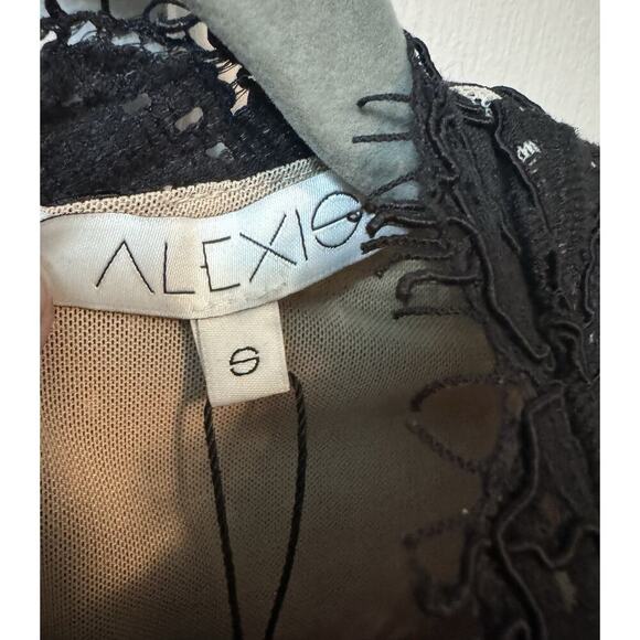 NWT Alexis Black Embroidered Sheer Lace Nicole Midi Dress Size S - Picture 13 of 15